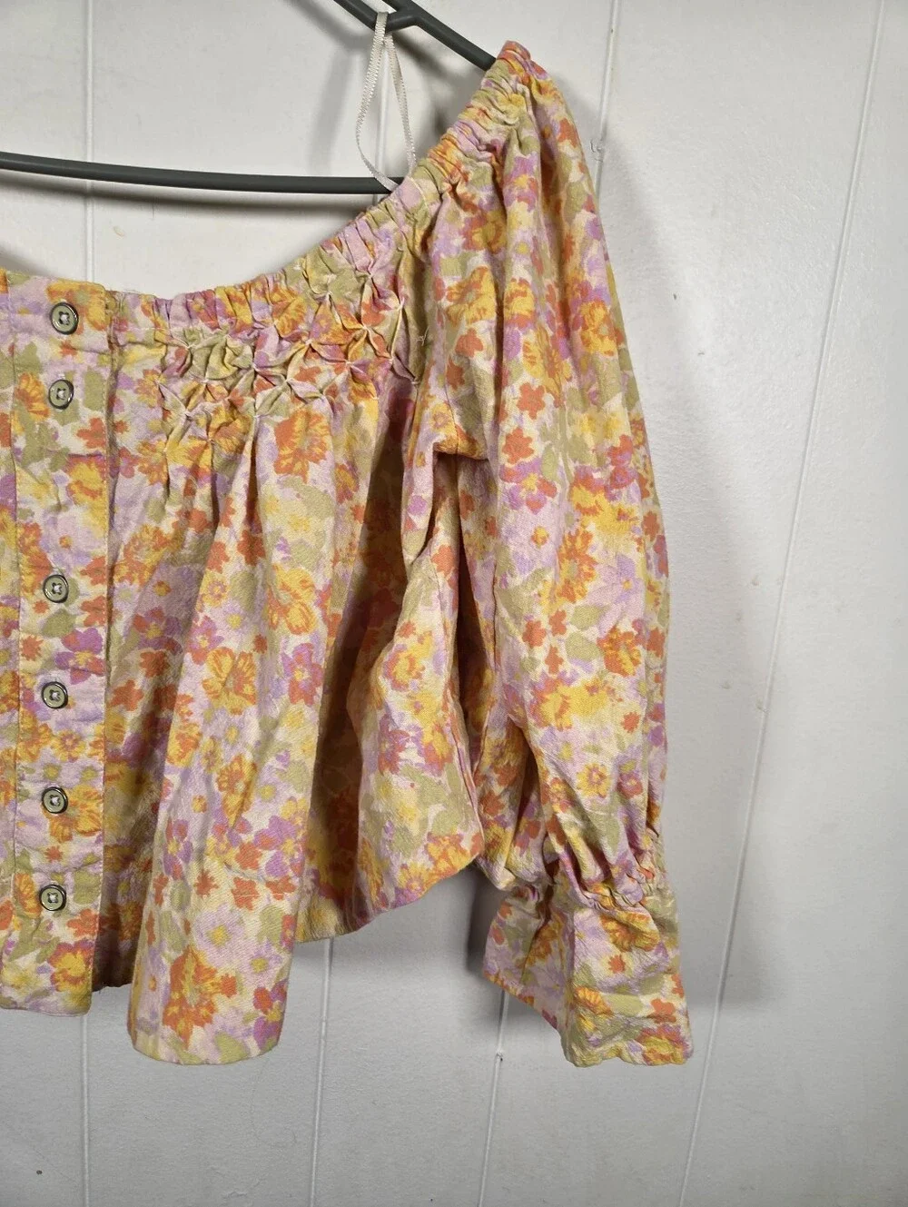 Free People Off-shoulder Floral Cropped Blouse Size XS Oversized